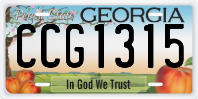 GA license plate CCG1315