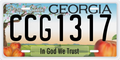 GA license plate CCG1317