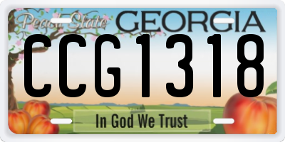 GA license plate CCG1318