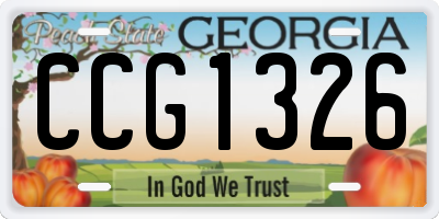 GA license plate CCG1326
