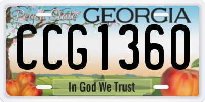 GA license plate CCG1360