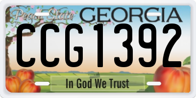 GA license plate CCG1392
