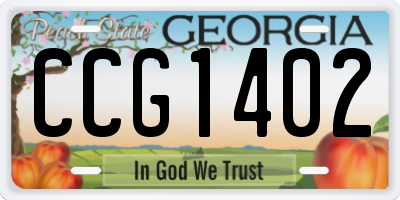GA license plate CCG1402