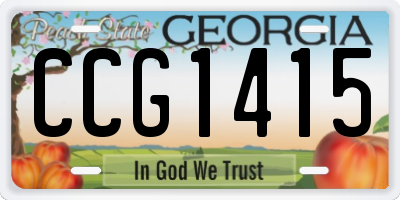 GA license plate CCG1415