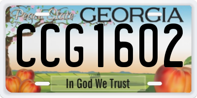 GA license plate CCG1602