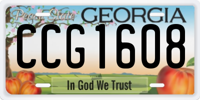 GA license plate CCG1608