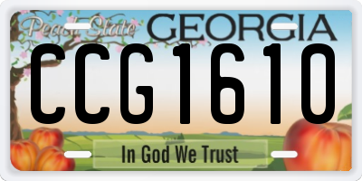 GA license plate CCG1610