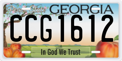 GA license plate CCG1612