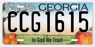 GA license plate CCG1615