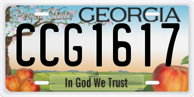 GA license plate CCG1617