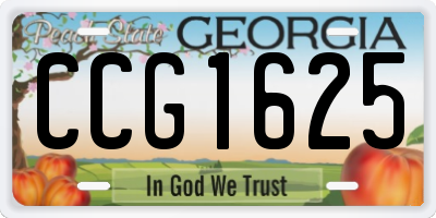 GA license plate CCG1625