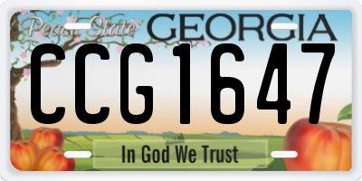 GA license plate CCG1647