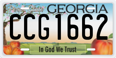 GA license plate CCG1662