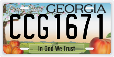 GA license plate CCG1671