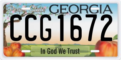 GA license plate CCG1672