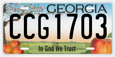 GA license plate CCG1703