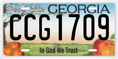GA license plate CCG1709