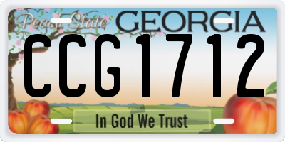 GA license plate CCG1712