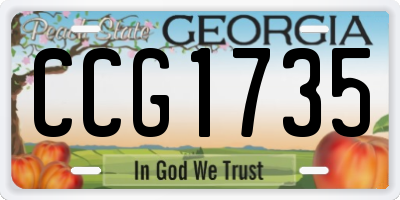 GA license plate CCG1735