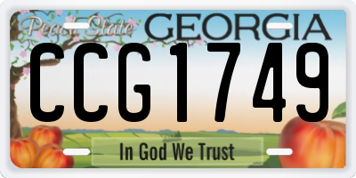 GA license plate CCG1749