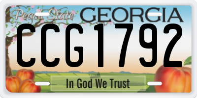 GA license plate CCG1792