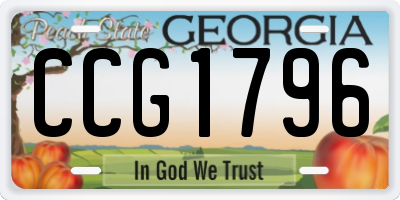 GA license plate CCG1796