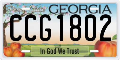 GA license plate CCG1802
