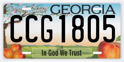 GA license plate CCG1805