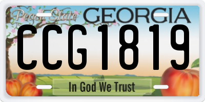 GA license plate CCG1819