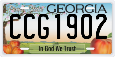 GA license plate CCG1902