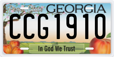 GA license plate CCG1910