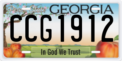 GA license plate CCG1912