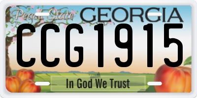 GA license plate CCG1915