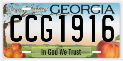 GA license plate CCG1916