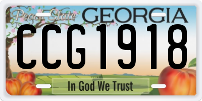 GA license plate CCG1918