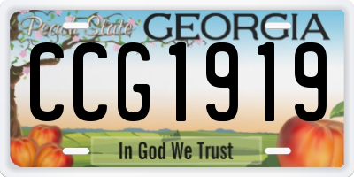 GA license plate CCG1919