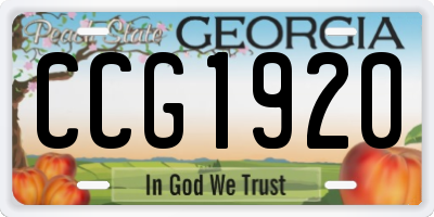 GA license plate CCG1920