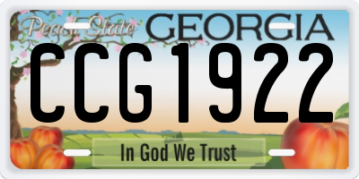 GA license plate CCG1922