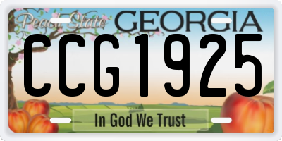GA license plate CCG1925