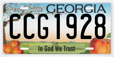 GA license plate CCG1928