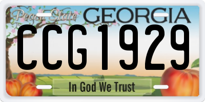 GA license plate CCG1929