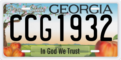 GA license plate CCG1932
