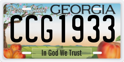 GA license plate CCG1933