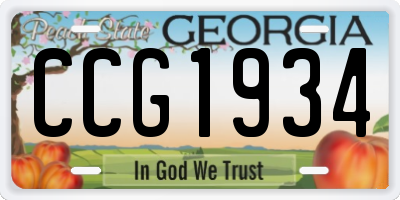 GA license plate CCG1934