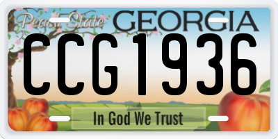 GA license plate CCG1936