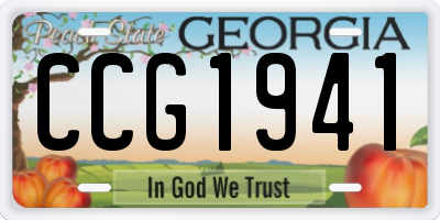 GA license plate CCG1941