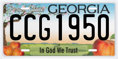 GA license plate CCG1950