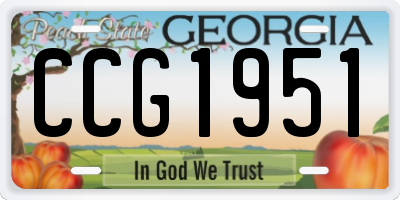 GA license plate CCG1951