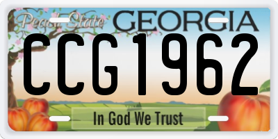GA license plate CCG1962