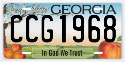 GA license plate CCG1968